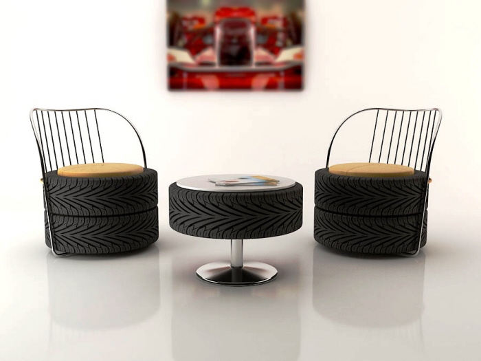 столове и маса от автомобилни гуми