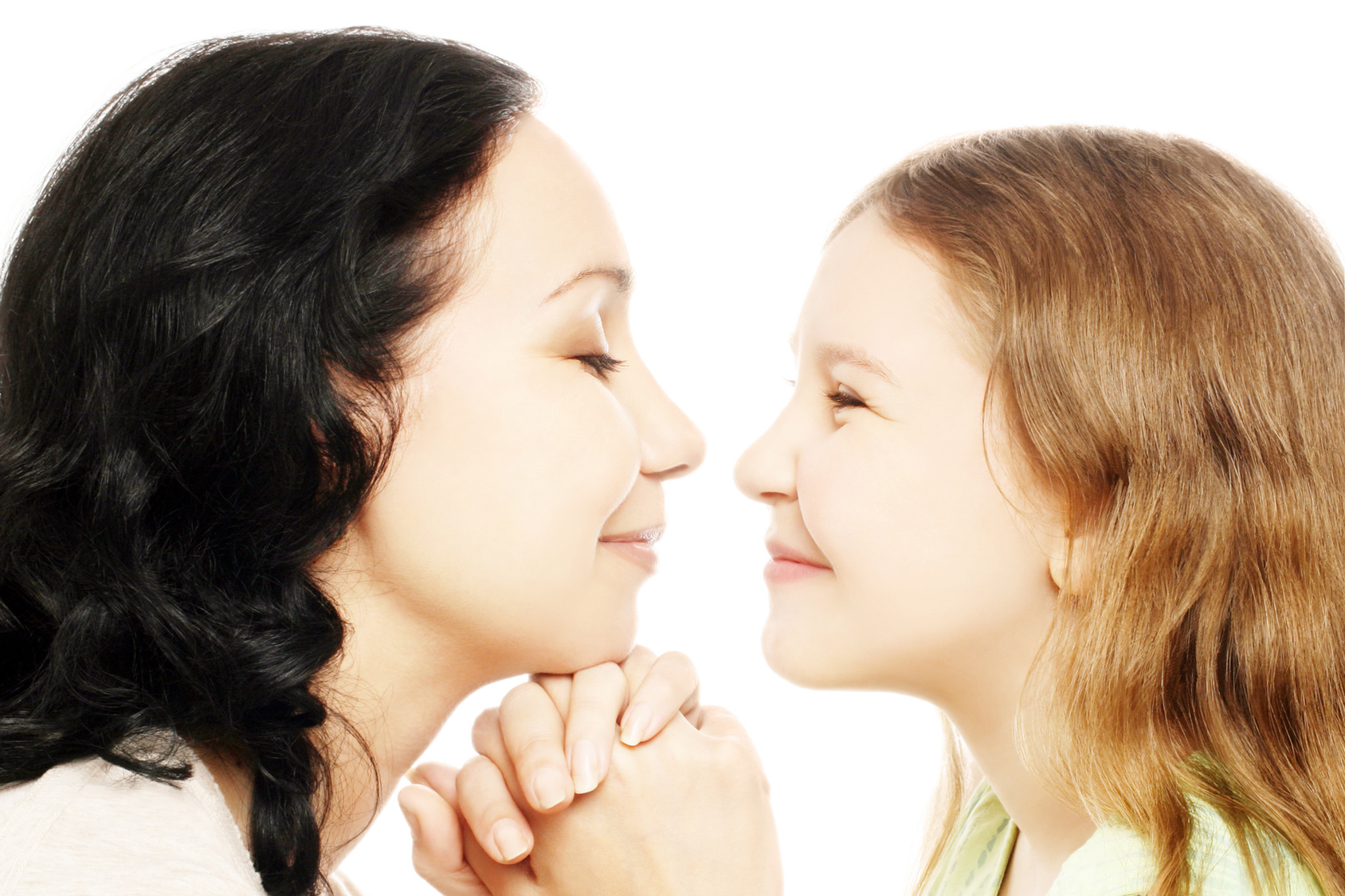 Child girl with mother playing