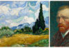 Поле с кипариси (1889) и Автопортрет (1887) на Винсент ван Гог